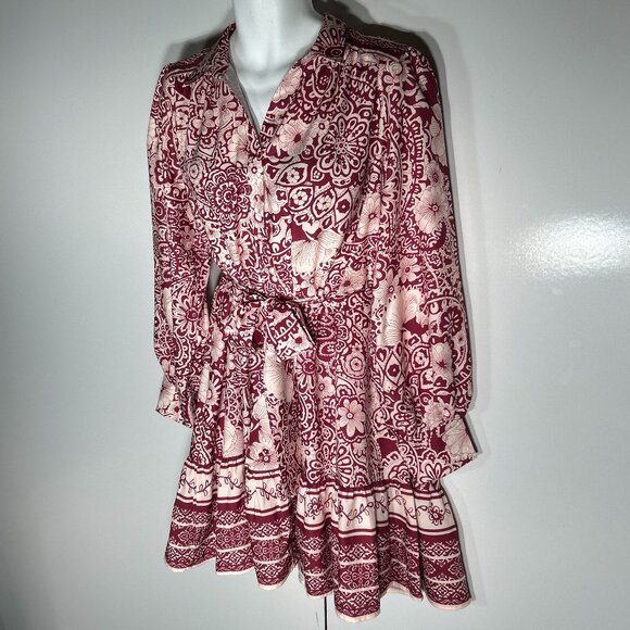 Umgee NWT SZ XL Sangria Silky Floral Print Dress Boho Cottage Core Western - Picture 6 of 11